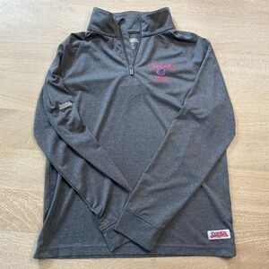 Stitches Chicago Cubs Baseball Gray Quarter Zip Lightweight Pullover Jacket Logo